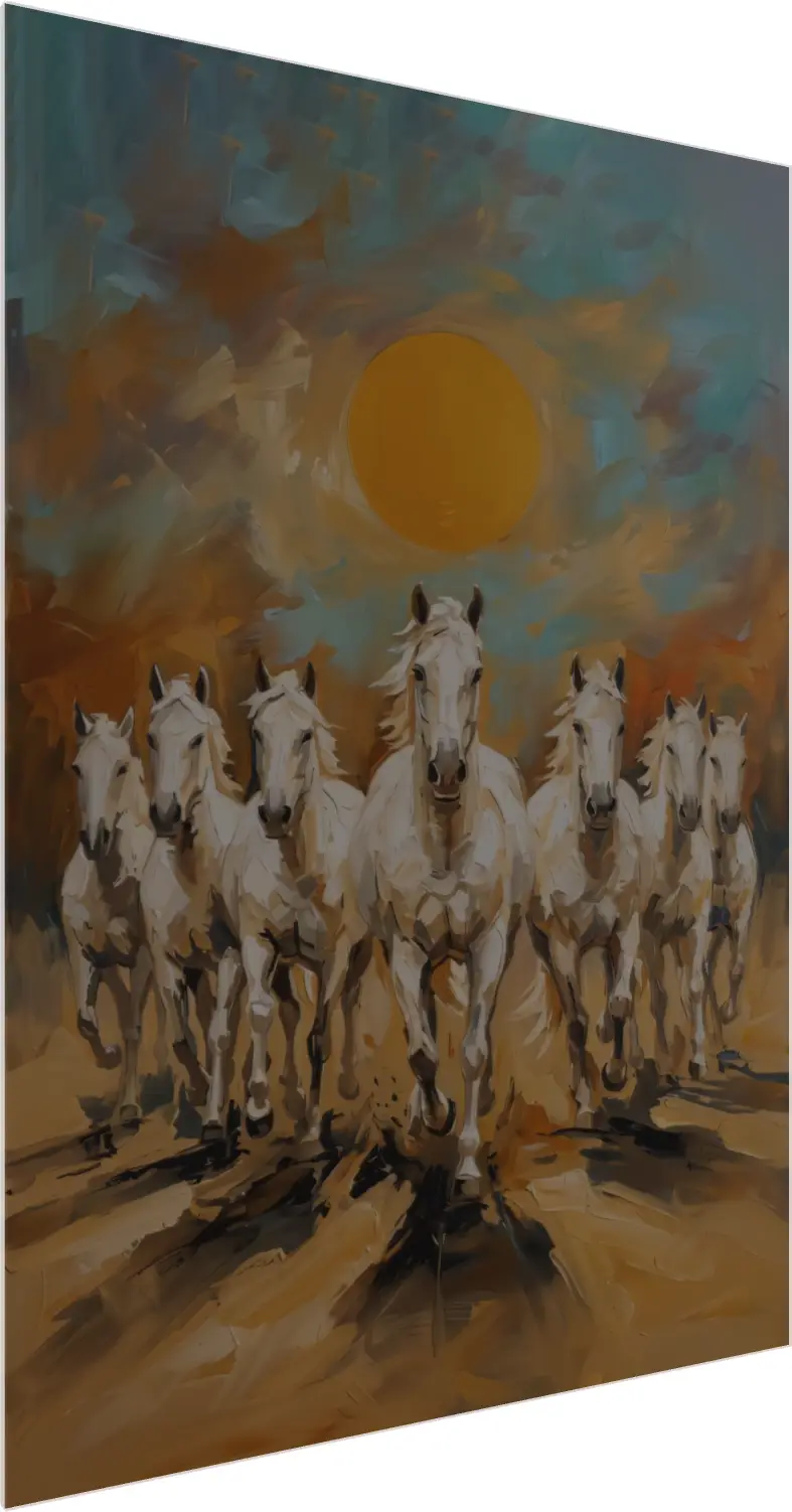 Abstract Seven Horses Running Portrait — acrylic preview | PrintPosters.in